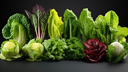 A photo of a collection of different types of cabbage