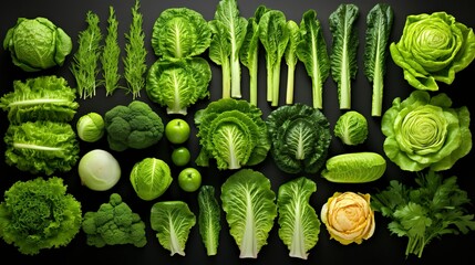 A photo of a collection of different types of cabbage