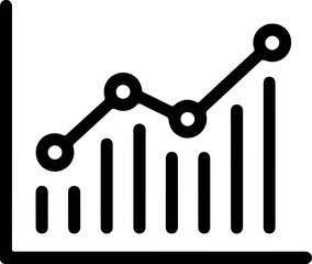 Simple black line graph with rising trend and bar chart elements