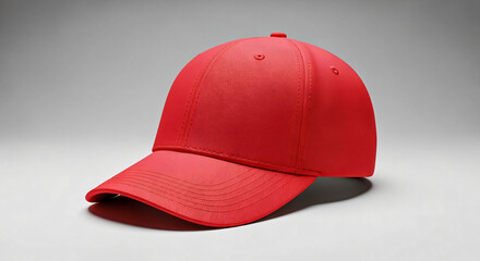 Vibrant Red Baseball Cap: Casual Style on Neutral Background