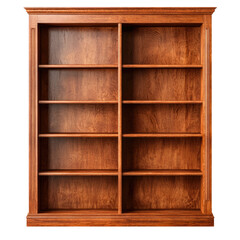 Traditional wooden bookshelf with multiple shelves for displaying books, decorative items, and storage, suitable for home or office environments
