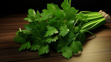 A photo of a collection of fresh cilantro.