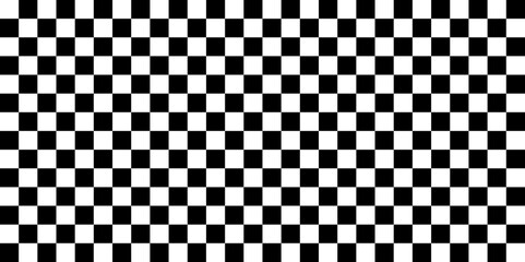 black white horizontal checkered. chess board repeatable texture. wide checkered. Checkered background seamless pattern. Black and white Vector illustration. 