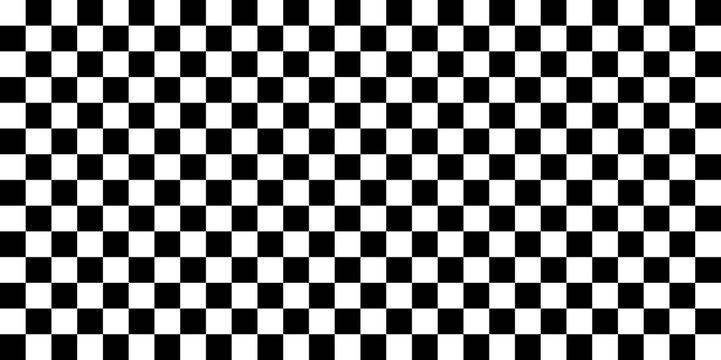 black white horizontal checkered. chess board repeatable texture. wide checkered. Checkered background seamless pattern. Black and white Vector illustration. 