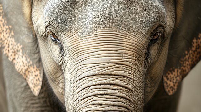 Macro shot of an elephant's trunk tip, showing fine wrinkles and sensitive receptors, searching for water
