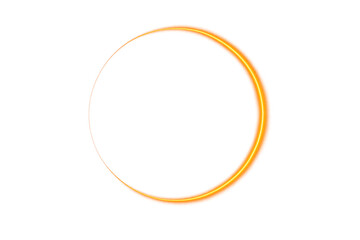 Golden light trail forming a luminous circle on transparent background, ideal for graphic design projects