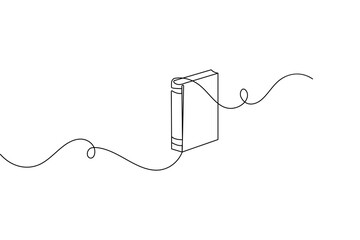 Obraz premium Book in one line minimal continuous drawing vector illustration 
