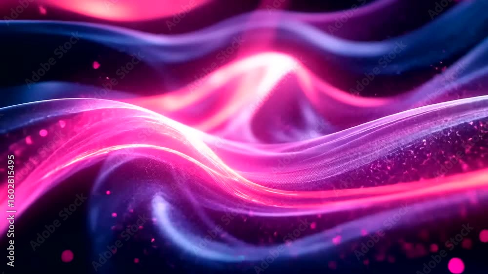 Poster dynamic waveform visuals: energetic pink and blue light pattern background