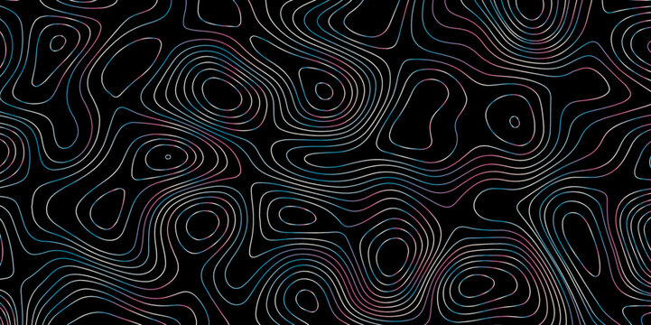Stylized topographic map outline height in lines and contours. The concept of a conditional geographical scheme and the trajectory of the terrain. Topography wavy pattern. 