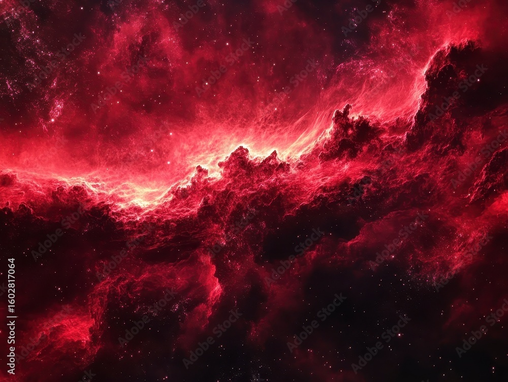 Aufkleber dark red nebula with cloudy background in 4k high resolution