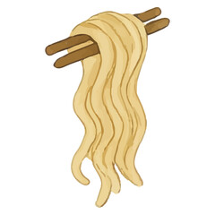 Twisted Ramen Noodles for Japanese Ramen Illustration