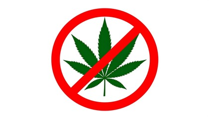 Prohibited cannabis leaf symbol