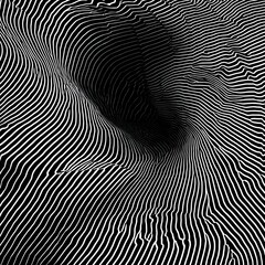 An abstract black and white swirling pattern creates a captivating optical illusion 