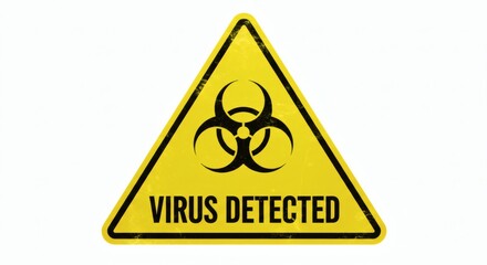 Virus Detected Biohazard Symbol on Yellow Warning Sign with Isolated.