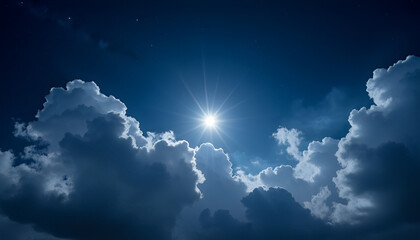 Dramatic Moonlit Night Sky with Glowing Clouds