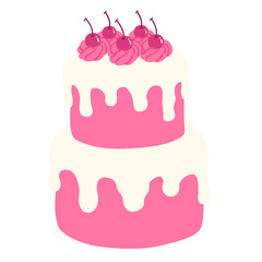 Cute Hand drawn Birthday Cake Illustration
