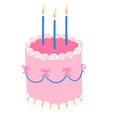 Cute Hand drawn Birthday Cake Illustration