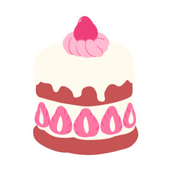 Cute Hand drawn Strawberry Shortcake Illustration