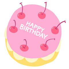 Cute Hand drawn Birthday Cake Illustration