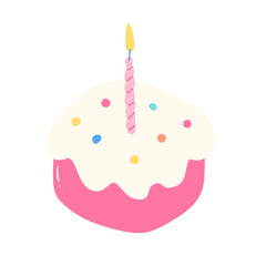 Cute Hand drawn Birthday Cupcake Illustration