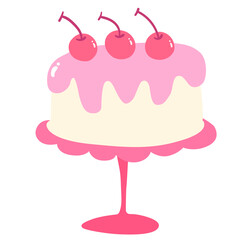 Cute Hand drawn Birthday Cake Illustration