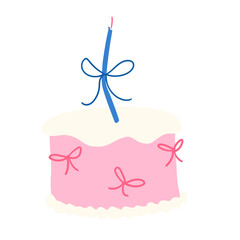 Cute Hand drawn Whimsical Birthday Cake Illustration