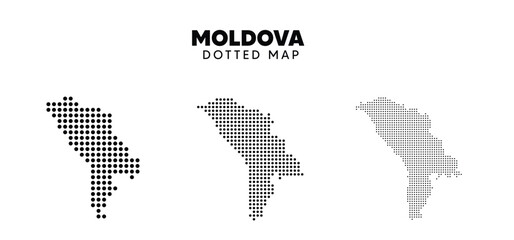 Set of Moldova Dotted Map Vector on White Background