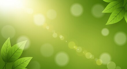 Vibrant green leaves and soft bokeh lights create a fresh, natural backdrop for your projects