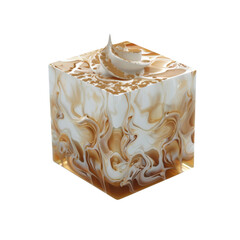 Swirled Caramel and Cream Cube Dessert - Whipped Cream Topping and Cinnamon Sprinkle