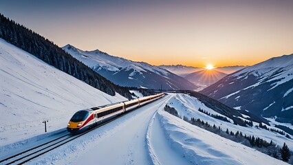 skiing in the mountains