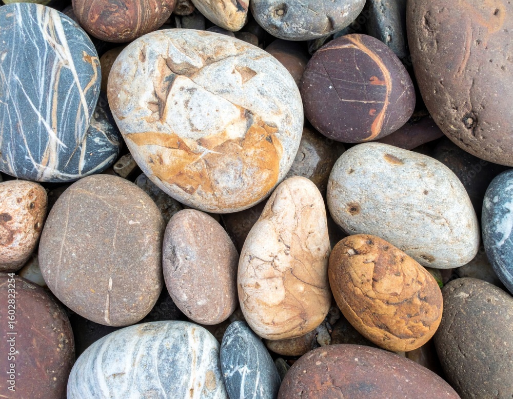 Poster assorted smooth colorful rock collection seamless texture neutral background