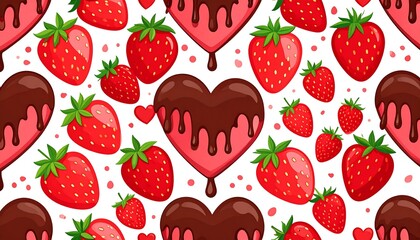 Fototapeta premium Sweet strawberries with chocolate hearts