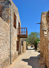 The abandoned old  buildings leper station  on the island of Spinalonga. It was used as a leper colony from 1903 to 1957. Now a popular tourist destination.
