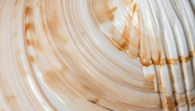 Detailed Close Up of a Seashell with Brown and White Striped Patterns