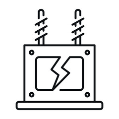 High voltage electrical transformer icon, isolated on white background, ideal for energy and utilities related projects.