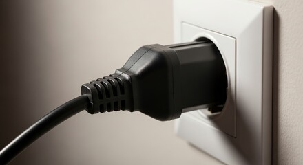 Power up your designs with this modern black plug in a sleek white outlet for energy concepts