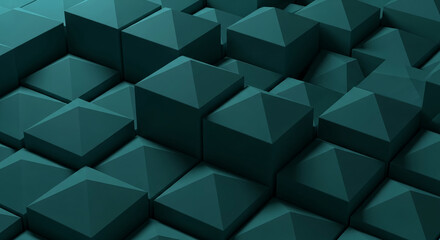 Obraz premium Abstract image of teal geometric cubes, creating a textured, three-dimensional surface. Showcase potential, ideal for modern design or technology concepts