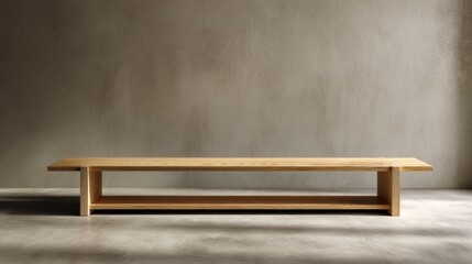 This wooden bench showcases a sleek, minimalist design, perfect for enhancing luxury settings. Its clean lines and elegant finish offer a stylish seating option for various environments