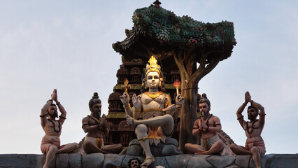 A sculptural depiction of a mythological scene at the premises of Nataraja Temple, Chidambaram, Tamil Nadu, India