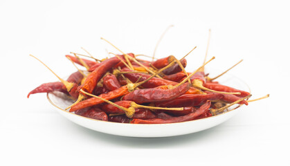 dry red pepper on white background