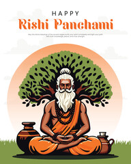 Rishi Panchami festival illustration showing devotion, fasting rituals and Indian tradition