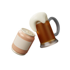 International beer day icon isolated on transparent background, background beer day party happy toast birthday pub group icon festival concept. Label poster or greeting flyer card design. 3d rendering