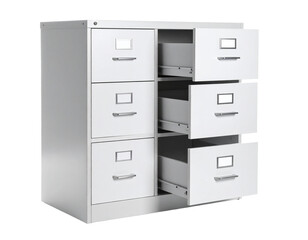 White Office File Cabinet Isolated on White