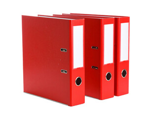 Group of Red Document Binders on White