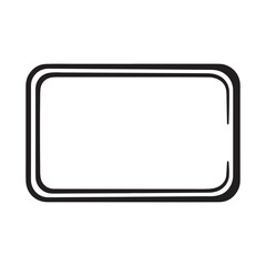 Minimalist black and white vector illustration of a double line rounded rectangular frame, a clean graphic design element.
