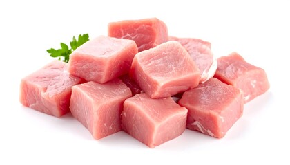 Raw cubed meat