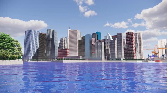 3D City Skyline, 4k hd video footage 60 fps.