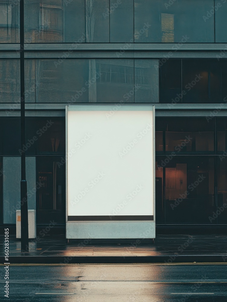 Poster minimalistic blank billboard with front view in urban setting