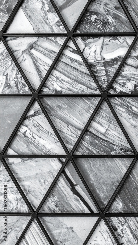 Poster abstract black and white geometric triangle pattern of textured materials design