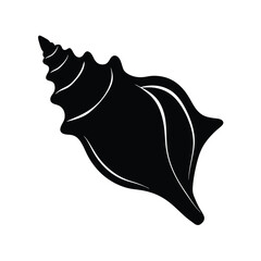 Black Conch shell silhouette vector 
